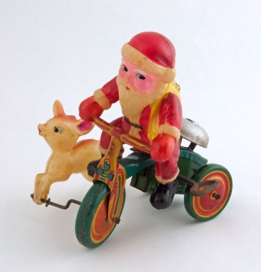 Santa Claus on Tricycle with Reindeer