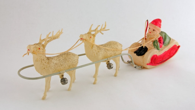 "Celluloid Sled & Reindeer"