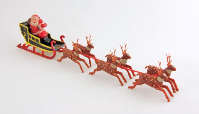 "Santa Claus in Stags-Sleigh"