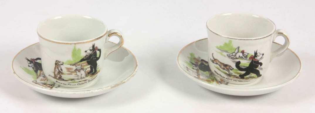 Set of Felix the Cat Cups and Saucers