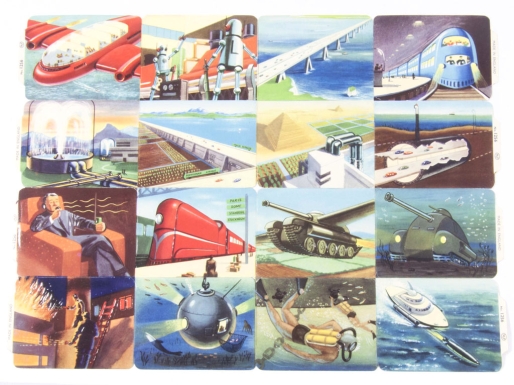 Futuristic Travel Trading Cards Sheet