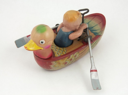 Boy Rowing Duck Boat