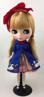 Blythe Doll with Red Bow and Blue Coat