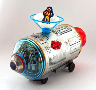 "Space Capsule with Floating Astronaut"