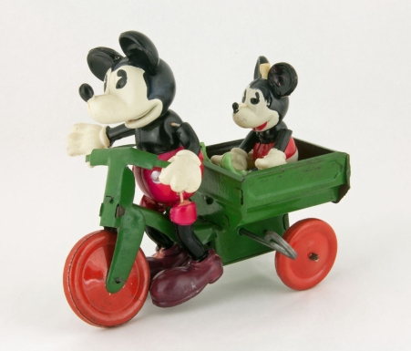Mickey and Minnie Mouse on Tricycle