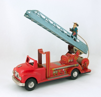 "Fire Engine—With Ladder and Climbing Fireman"